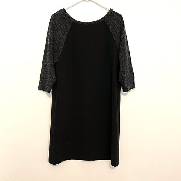 ANN TAYLOR LOFT Raglan Sleeve Colorblock Shift Dress Black Marled 3/4 Sleeve 12 - Picture 2 of 13